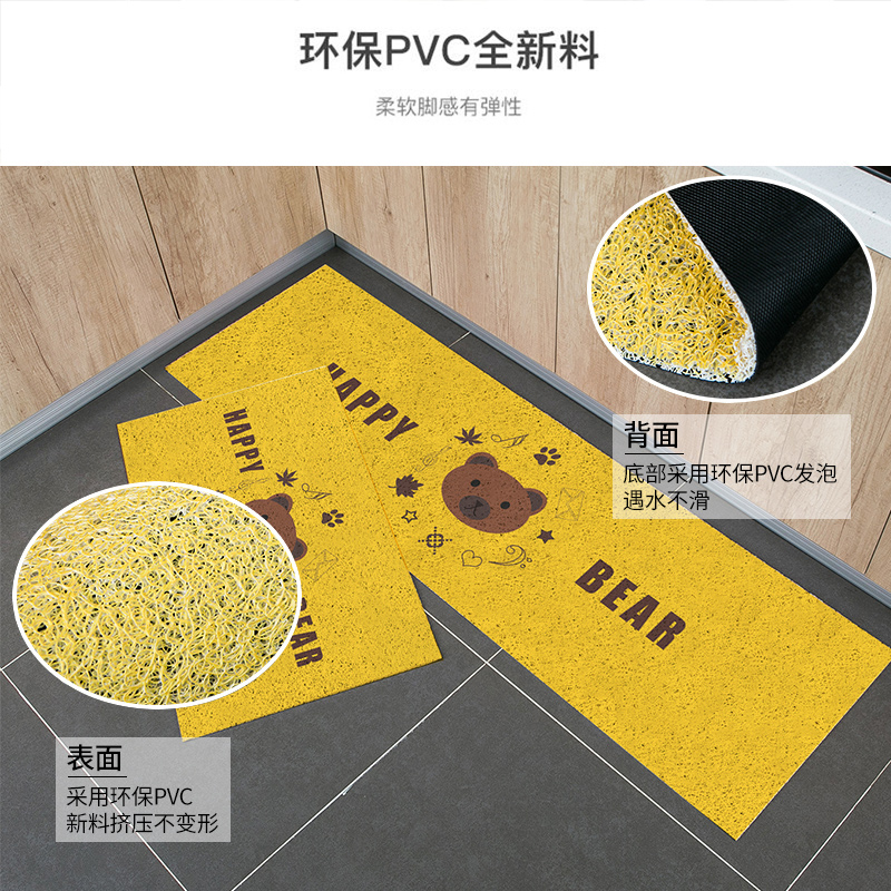 厨房地垫可爱卡通防水防滑防油耐脏家用长条脚垫pvc丝圈垫子地毯 - 图0