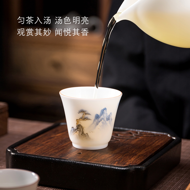 妙莲天香《苍山傲骨》中式羊脂玉陶瓷手绘主人杯个人专用品茗茶杯 - 图0