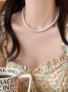 「她非池物」法式轻奢仿珍珠项链女ins感气质锁骨链名媛网红颈链