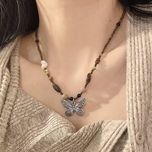 「她非池物」波西米亚禅意长款羽毛项链女复古民族风装饰吊坠