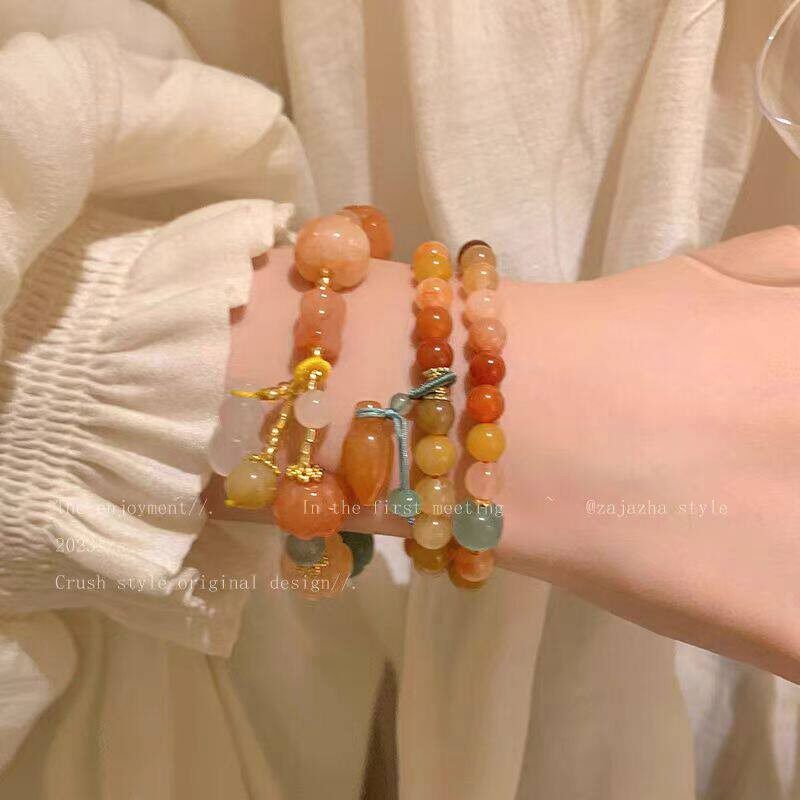 「她非池物」金丝玉手串~南瓜珠串珠手链禅意古风高级感手饰