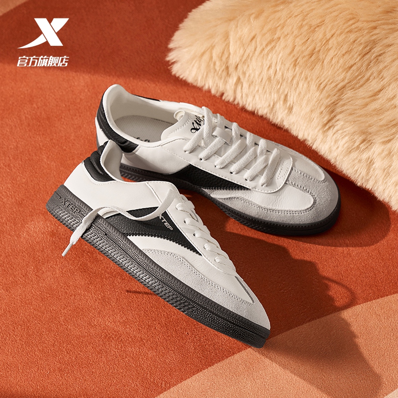 特步德训鞋2025夏季新款T头鞋复古女鞋休闲鞋情侣板鞋男鞋平底鞋 - 图1