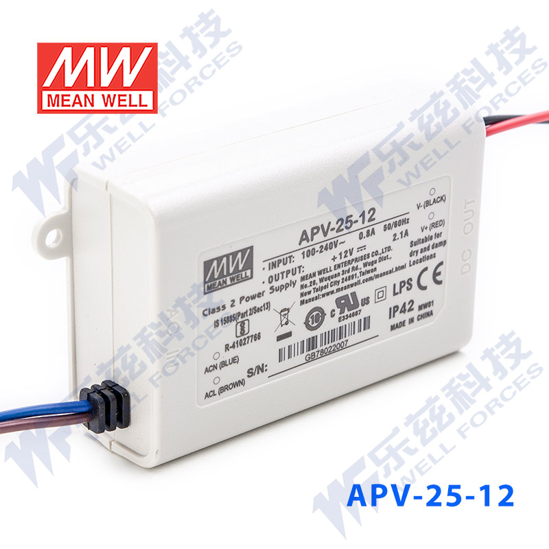 明纬防水LED电源APV-25-12 25W 12V2.1A [含增票发顺丰]重0.15 - 图1