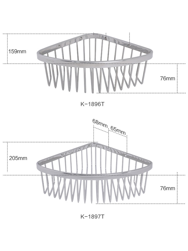 科勒不锈钢三角篮浴室房置物架卫生间转角架子K-1897T/1896/1898T