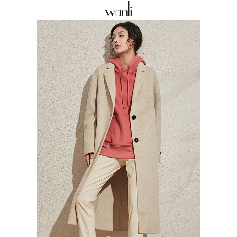万丽(服饰)2020秋冬双面羊绒大衣 万丽服饰毛呢外套