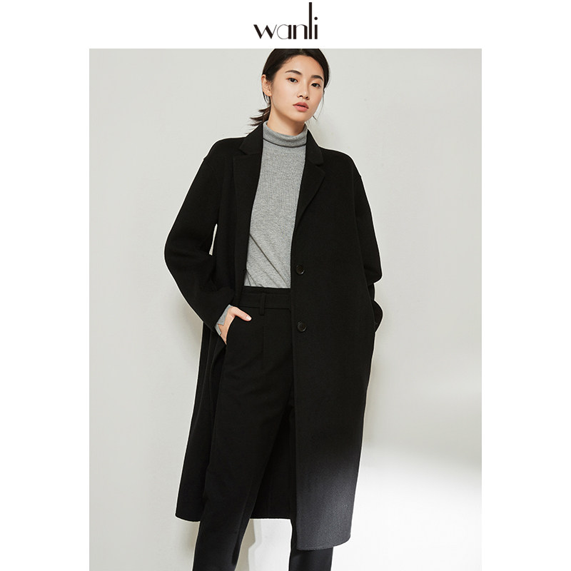 万丽(服饰)2020秋冬双面羊绒大衣 万丽服饰毛呢外套