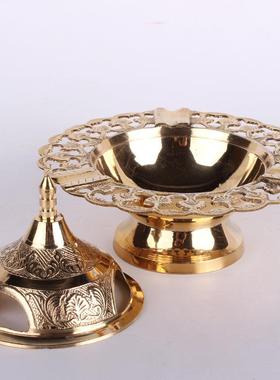 巴基斯坦铜器手工雕刻精雕飞碟金属黄铜烟灰缸家居摆设艺术烟灰缸