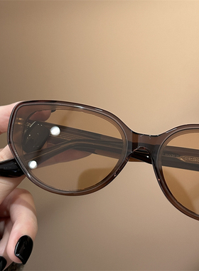 复古咖啡茶猫眼墨镜女高级感辣妹方圆脸板材太阳镜显瘦防紫外线潮