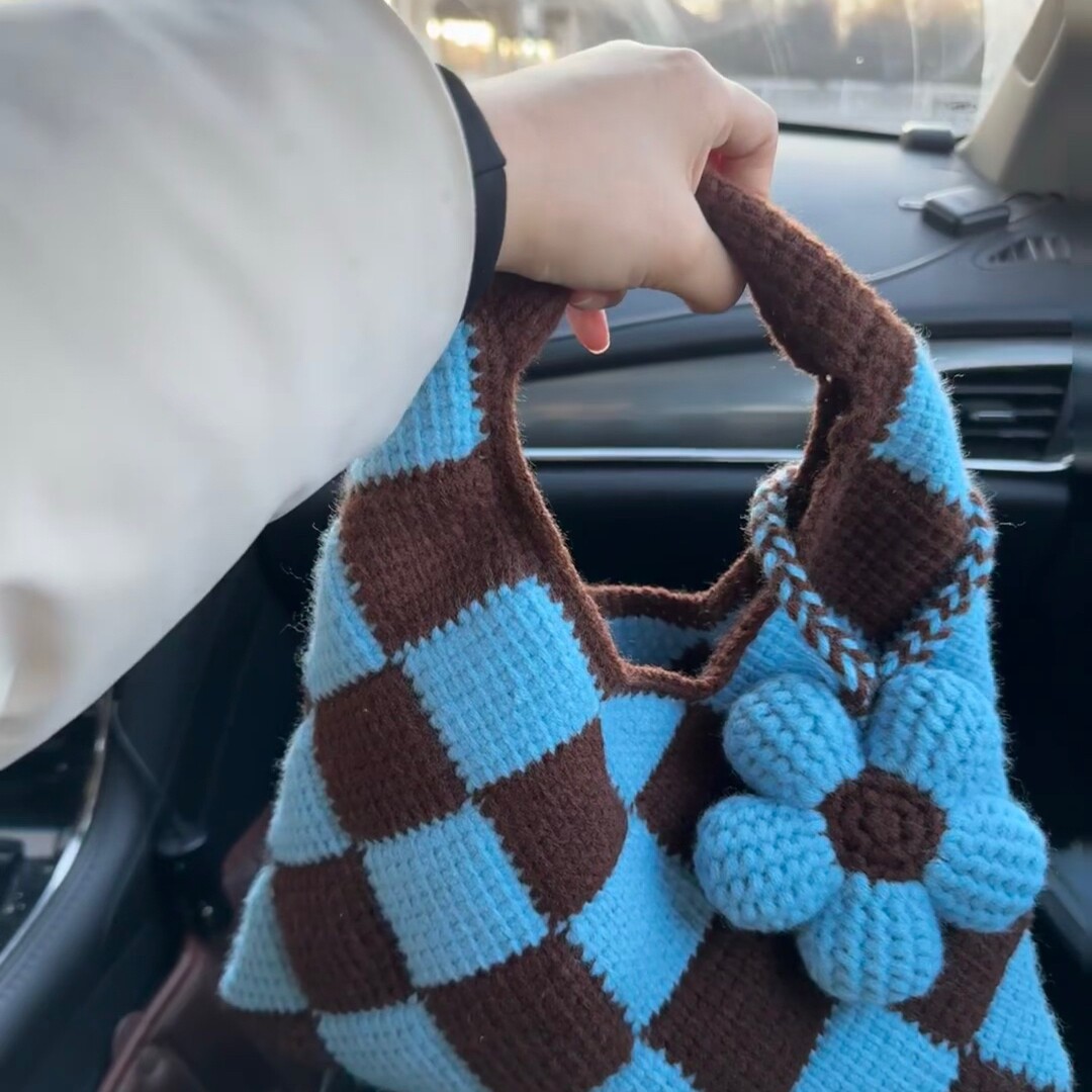 创意ins手工diy编织菱形阿富汗包全套材料包自制毛线手提包送朋友,淘宝优惠券,粉丝福利购,淘宝优惠卷