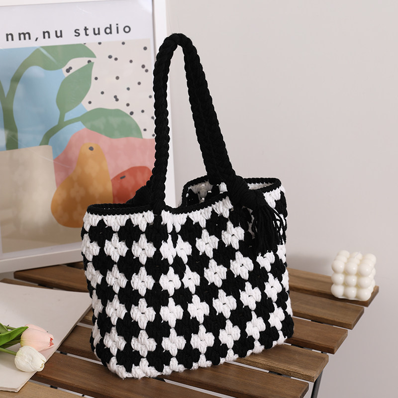 四叶草花朵手提包diy材料包手工编织自制镂空包成品送闺蜜女,淘宝优惠券,粉丝福利购,淘宝优惠卷