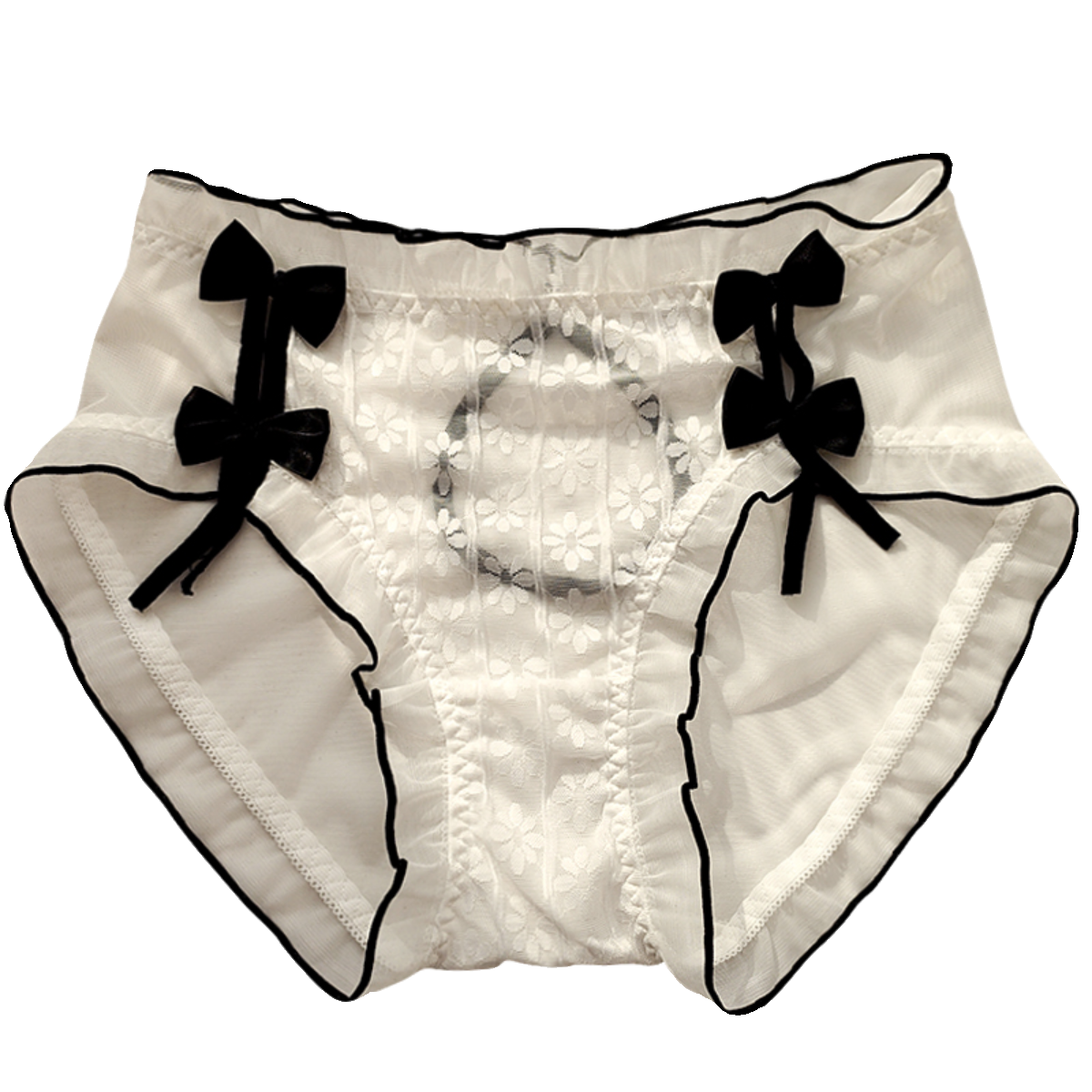 大码内裤女胖mm日系甜美柔软蕾丝透明网纱性感中腰蝴蝶结镂空短裤,淘宝优惠券,粉丝福利购,淘宝优惠卷