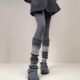 Fair Isle Socks Pile Socks Women's Autumn and Winter Pantyhose Thickened Warm Long Leg Sleeves Slimming Girls' Calf Socks