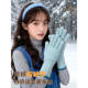 Women's Blue Knitted Touch Screen Gloves for Cycling to Keep Cold and Warm