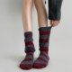 Early autumn wear niche double layer wear high-end lazy striped color matching retro fake two-piece pile socks mid-calf socks