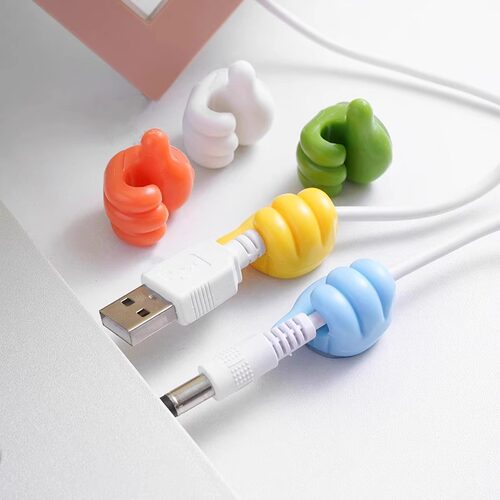 大拇指挂钩多功能数据线固定电线收纳强力粘胶免打孔集线器理线器-图1