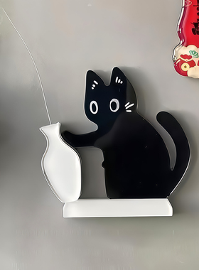 猫咪胡须收纳冰箱贴小猫推瓶子