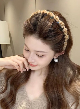 豹纹波浪带齿发箍洗脸防滑发卡
