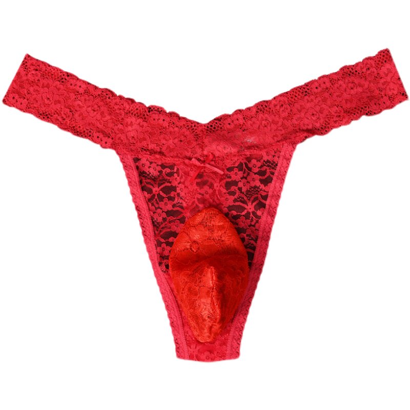 男士性感大码200斤红色蕾丝边内裤中腰印花猛男变装大囊袋三角裤,淘宝优惠券,粉丝福利购,淘宝优惠卷