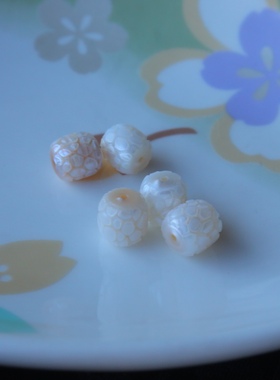 珍珠雕刻珍珠刀刻纹天然淡水珍珠108DIY珍珠雕刻配饰送朋友礼物