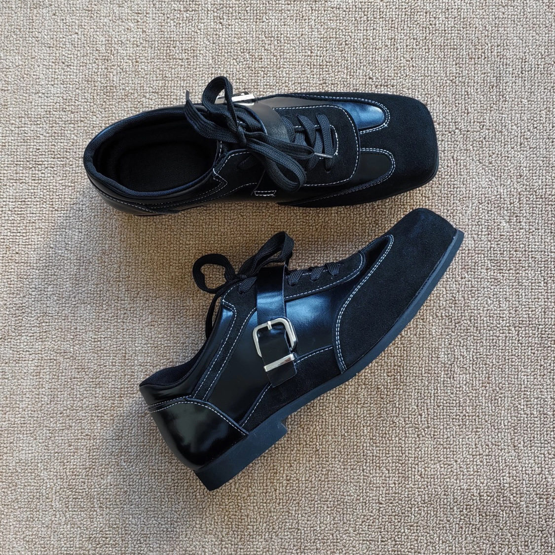 26新款英伦风复古德比鞋男女方头反绒皮深口单鞋百搭通勤皮带扣鞋,淘宝优惠券,粉丝福利购,淘宝优惠卷