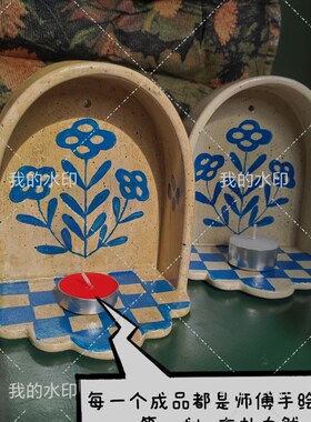 精选兰花烛台ins风蓝色花朵烛台摆件创意餐桌浪漫U感小烛台置物架