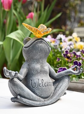 精选外贸新款瑜伽打坐青蛙太阳能灯户外氛围灯庭院T阳台花园装饰