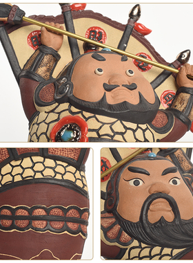 精选陶瓷门神f张飞关羽哼哈二将武将摆件家居客厅玄关办公室装饰