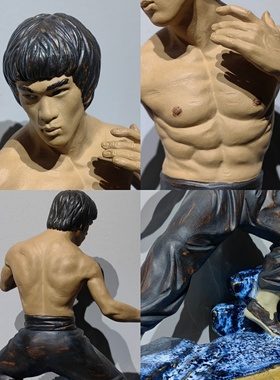 仿真李小龙陶瓷手工艺武术摆件