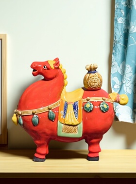 石湾陶瓷动物小马手工摆件