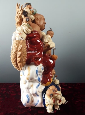 公仔摆件门厅玄关风水石湾陶瓷