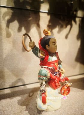 哪吒摆件西游记礼物石湾陶瓷