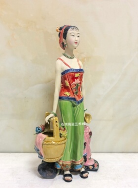 陶瓷香花浴美女摆件林伟东仕女