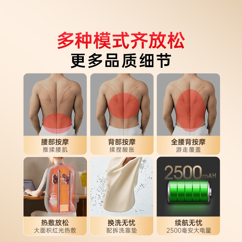 美国西屋BX6-C腰部按摩仪全自动揉捏全身按摩靠垫躺垫背部按摩器,淘宝优惠券,粉丝福利购,淘宝优惠卷