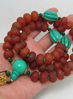 玛瑙绿松石diy玛瑙项链