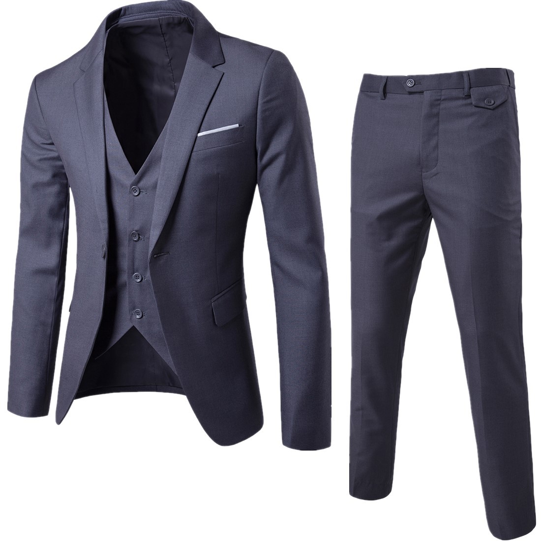 Suit men's three piece suit casual solid color small suit