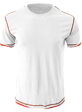 短袖休闲潮流圆领拼色T恤宽松