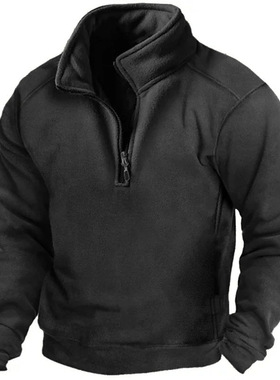 长袖亨利V领抓绒保暖卫衣战术T恤