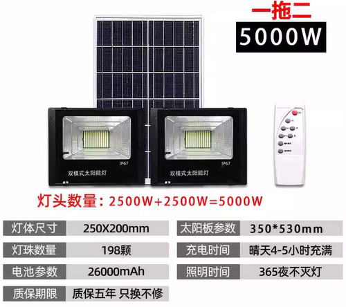 农村太阳能灯户外防水庭院灯家用室内超亮投光灯9000W大功率路灯 - 图2