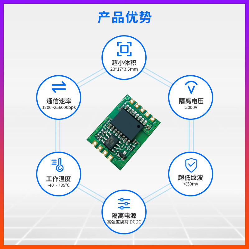 隔离RS485收发器转TTL串口|UART通信接口模块|3.3V5V电源|SOC表贴 - 图3