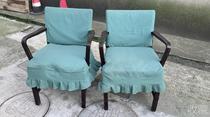 Republic Times Haipie Old Teak Wood Armrest Cloth Art couch A pair of single sofas leaning back armchairs to use the furniture collection