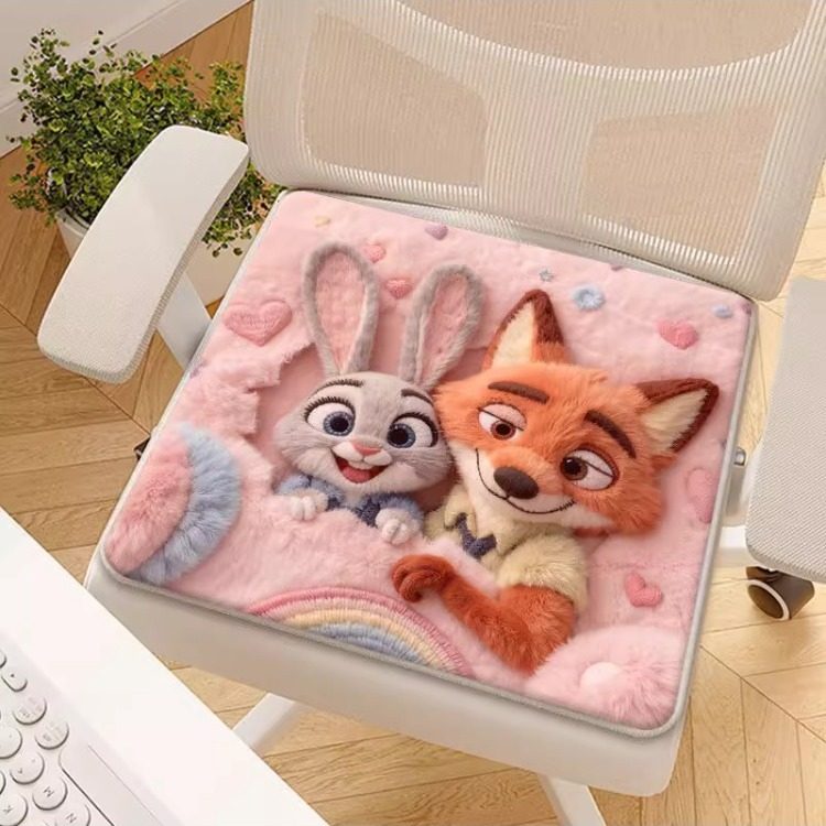疯狂动物城仿羊绒座椅垫朱迪尼克狐办公市学生凳子屁垫冬季保暖垫 - 图1