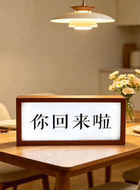 你回来啦灯摆件双面展示发光相框定制画面小夜灯2026新款玄关灯箱