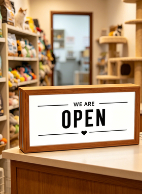 氛围灯小夜灯相框2026新款灯箱We are OPEN门店广告牌营业充电款