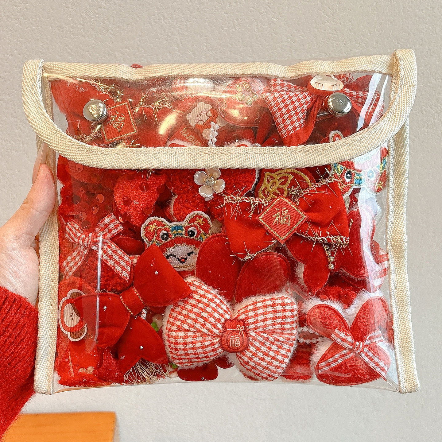 儿童过年头饰女童红色新年发夹可爱蝴蝶结夹子发卡小女孩拜年发饰,淘宝优惠券,粉丝福利购,淘宝优惠卷