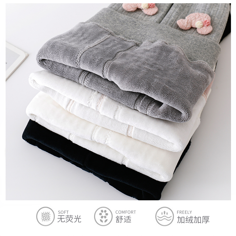 婴儿连裤袜秋冬款纯棉大PP女童打底裤加绒加厚宝宝连体袜外穿保暖 - 图0