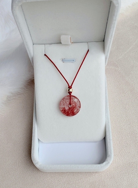 草莓晶平安扣女项链挂件