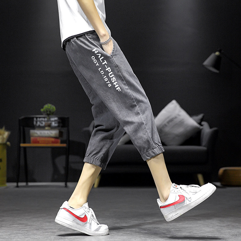 夏季男痞帅宽松七分ins潮牌八短裤 悦叙牛仔裤