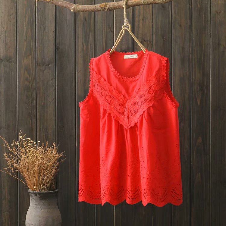 甜美蕾丝花边镂空绣夏季宽松娃娃衫 悦叙衬衫