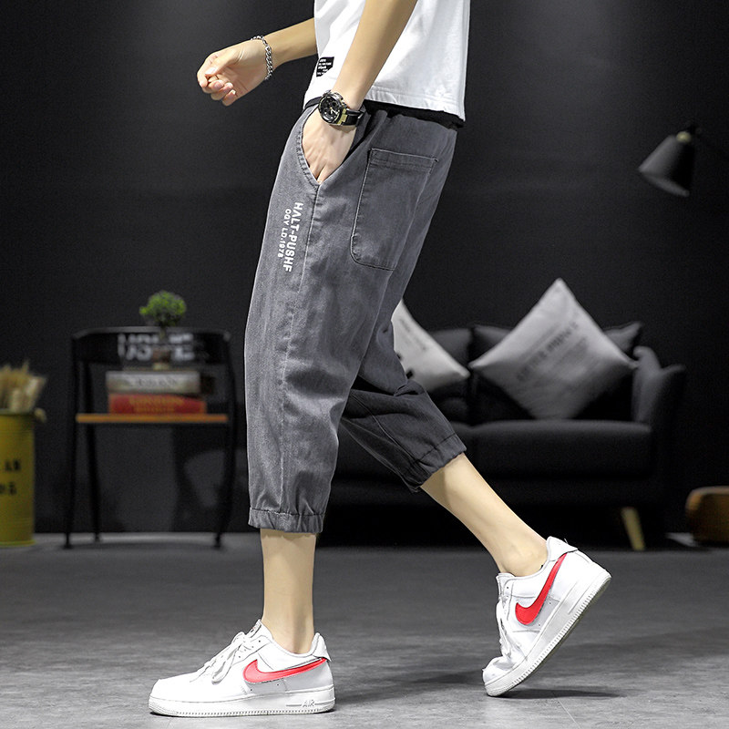 夏季男痞帅宽松七分ins潮牌八短裤 悦叙牛仔裤