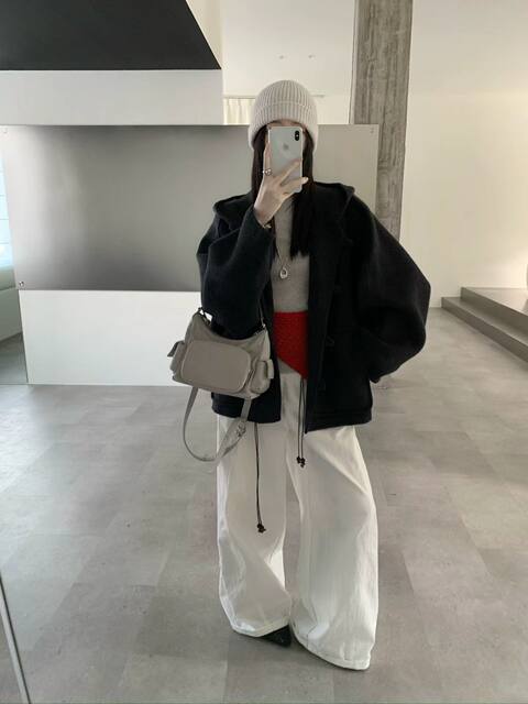 2025新韩版连帽双面羊绒大衣女短款宽松慵懒风休闲羊毛大衣昵外套